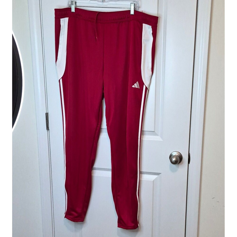 adidas Tiro24 Women's Track Pants Drawstring Zip Pocket Red/White Size 2XL